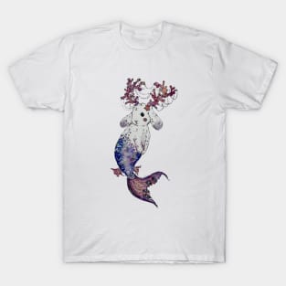 Coral Jackalope Mermaid Bunny T-Shirt